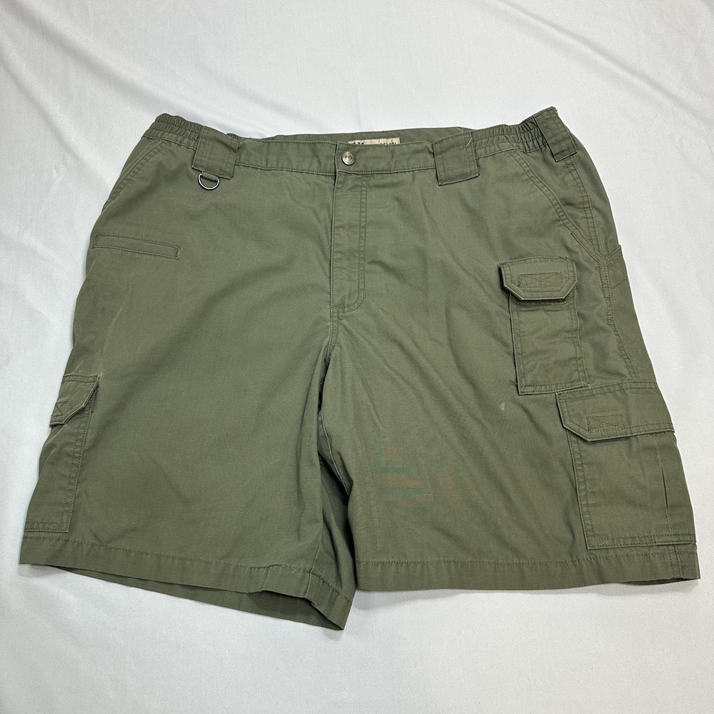 5.11 Tactical Cargo Shorts Mens 40 Green Ripstop Elastic Waist 9 In Workwear